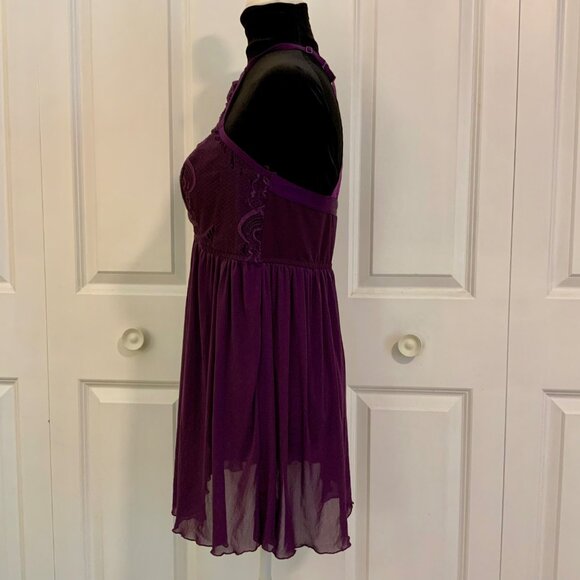 Torrid Purple High Neck Mesh Lace Babydoll Nightgown Torrid 1 US size 1X - Picture 4 of 10